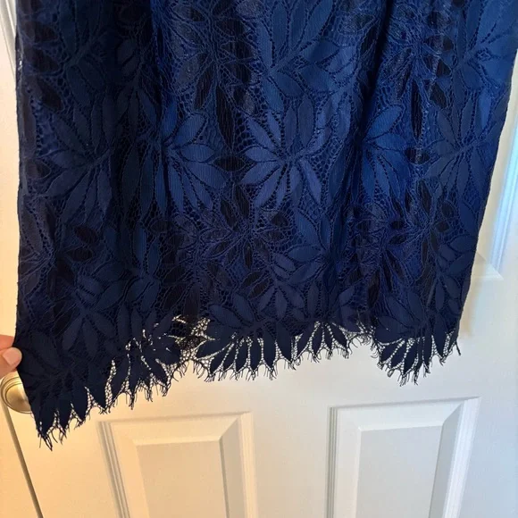 Lilly Pulitzer Kayleigh Shift Dress True Navy Blue Fern Gallery Bow Lace 12 Sun - Picture 7 of 11
